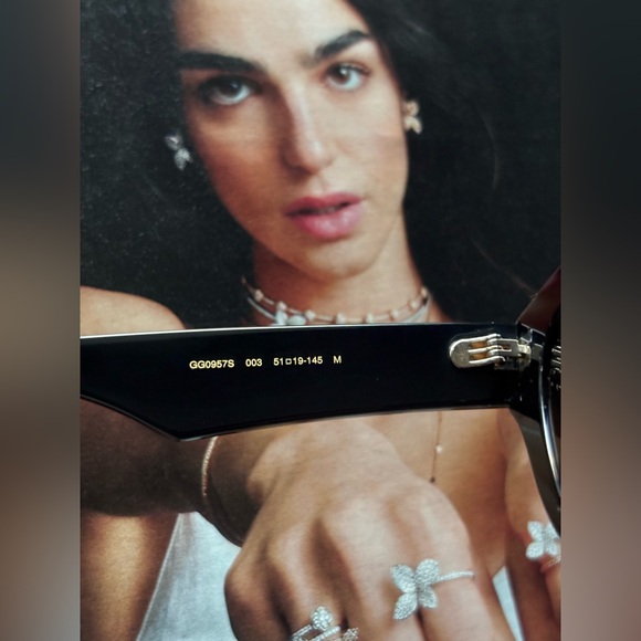 Gucci 💅✨ Black Designer GG Cat Eye Sunglasses Italy GG0957S 003 52-19-145 - Picture 8 of 12